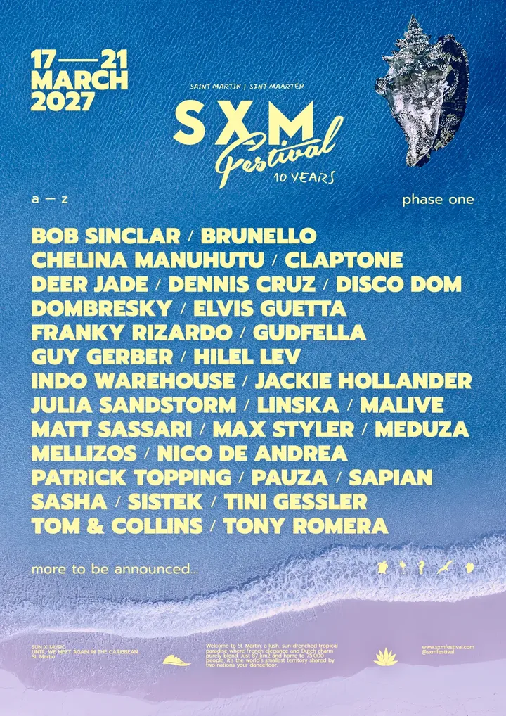 SXM Festival 2027 — phase one line-up poster